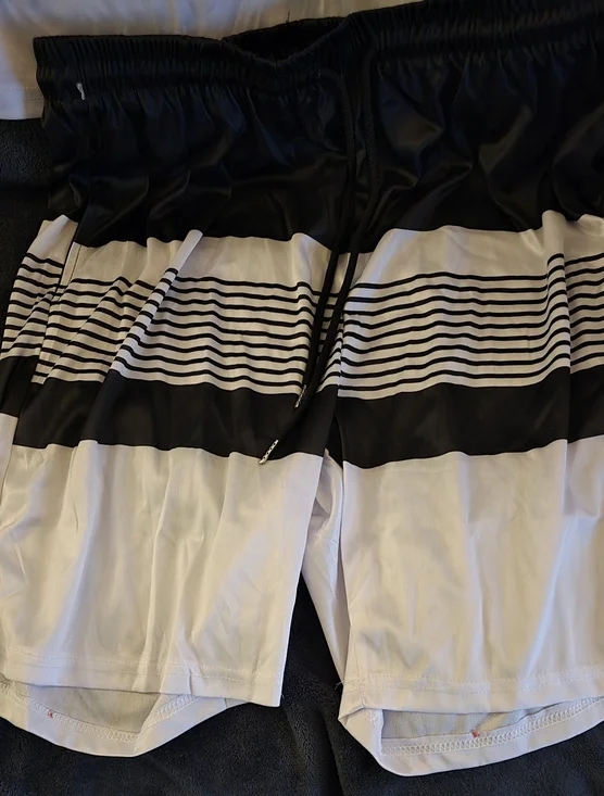 Men's Black & White Striped Athletic 2 Pc Outfit - Picture 5 of 8